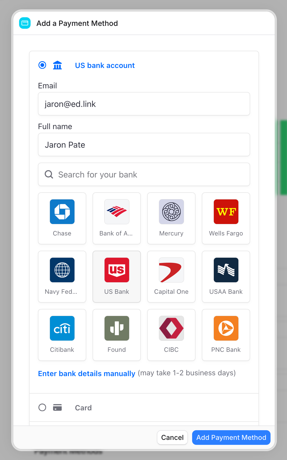 Add Payment Method